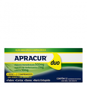 Apracur Duo 500mg + 2mg + 30mg 12 Comprimidos Revestidos