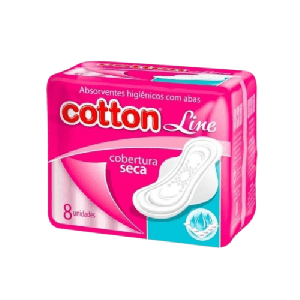 Absorvente Cotton Line cobertura seca, com abas 8 unidades